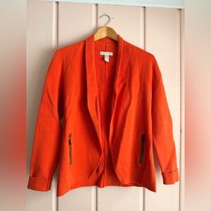 Banana Republic Orange cotton wool Blazer w/brown trim sz medium